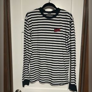 Broken Promises Long Sleeve Black White Striped Crewneck Size Medium